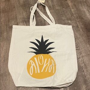 Aloha Pineapple Tote Bag - White and Yellow